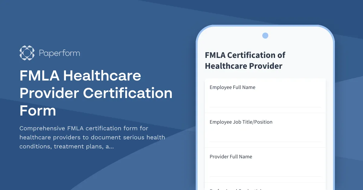 FMLA Healthcare Provider Certification Form