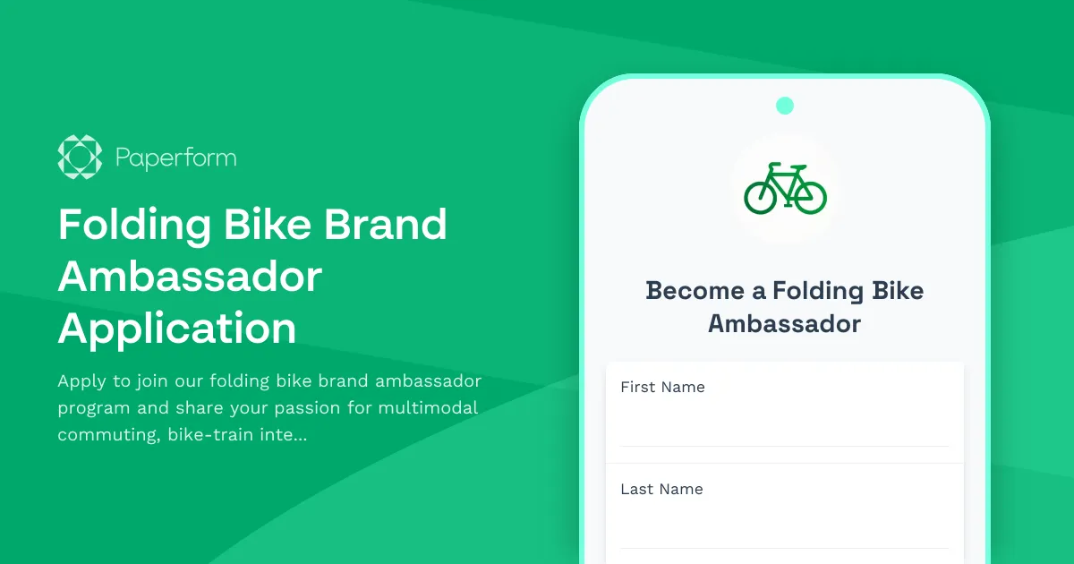 Folding Bike Brand Ambassador Application