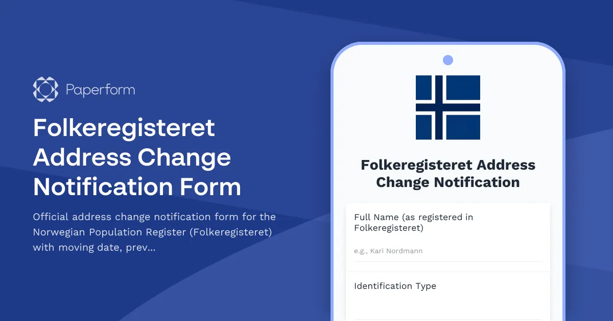 Folkeregisteret Address Change Notification Form