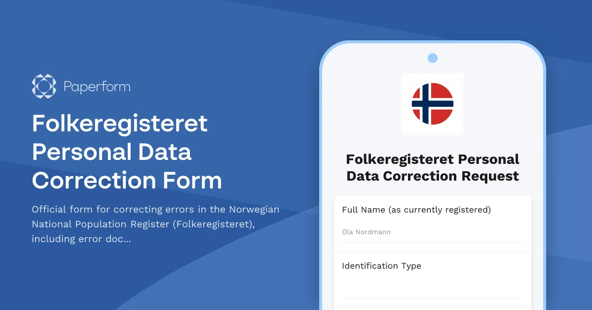Folkeregisteret Personal Data Correction Form