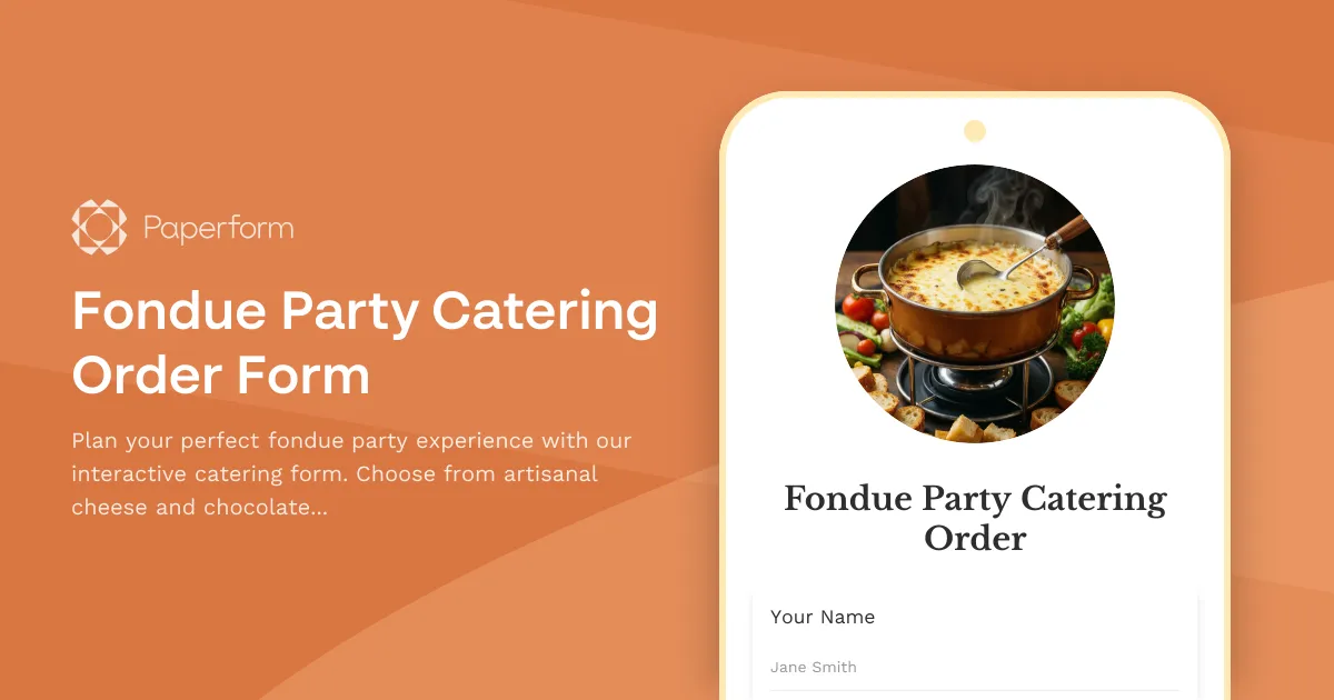 Fondue Party Catering Order Form