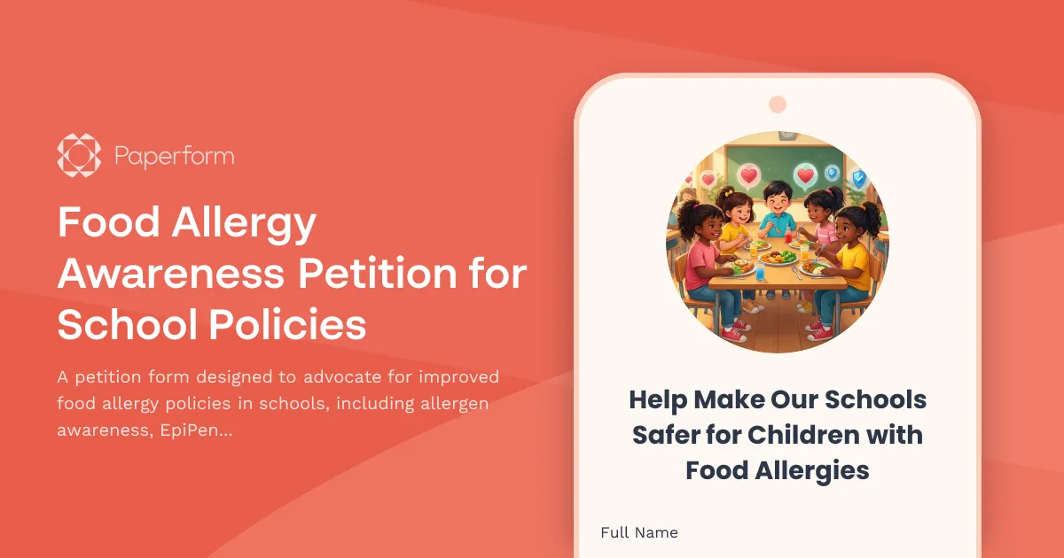 Food Allergy Awareness Petition for School Policies