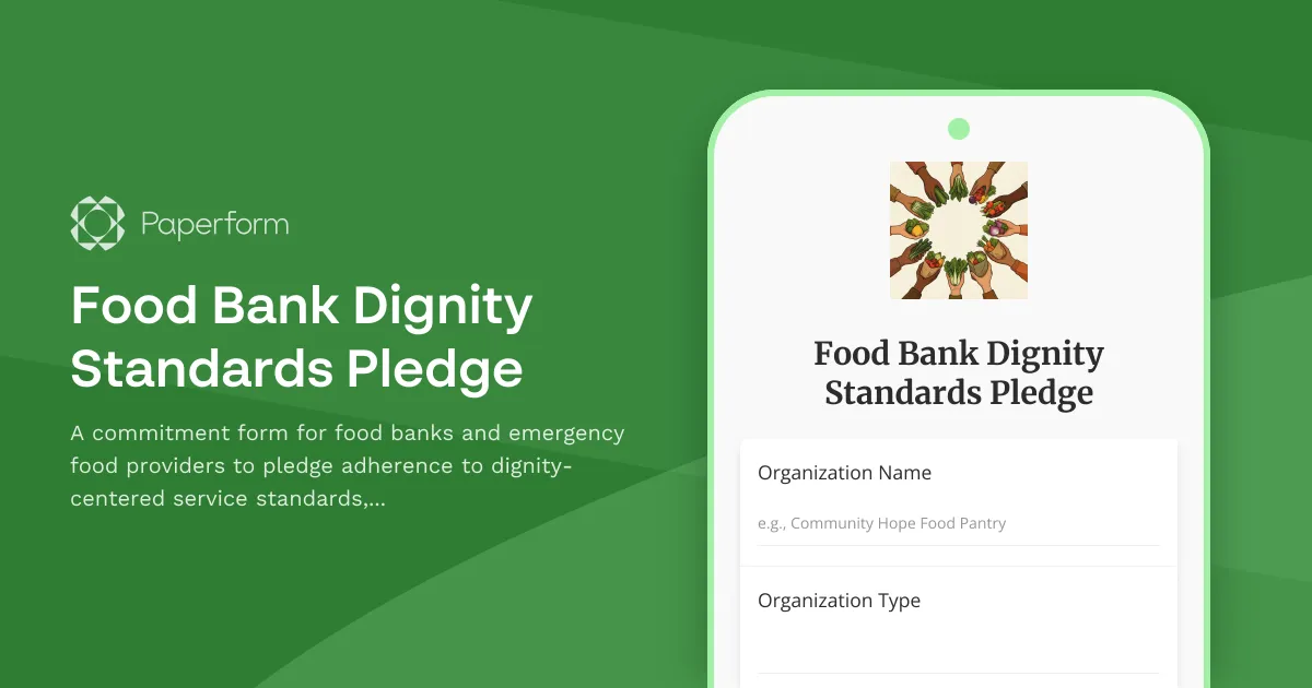 Food Bank Dignity Standards Pledge