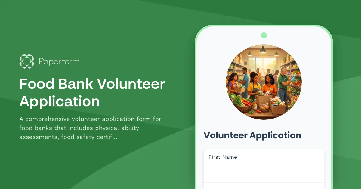 Food Bank Volunteer Application