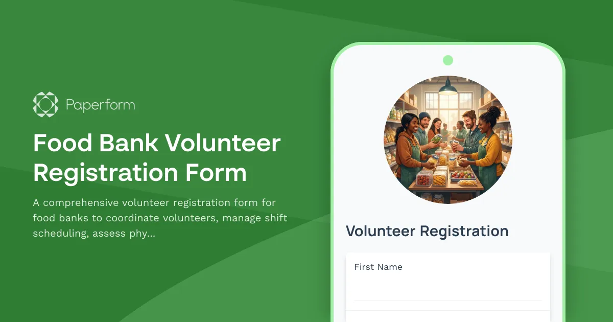Food Bank Volunteer Registration Form