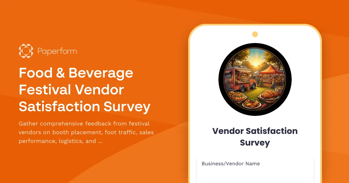 Food & Beverage Festival Vendor Satisfaction Survey
