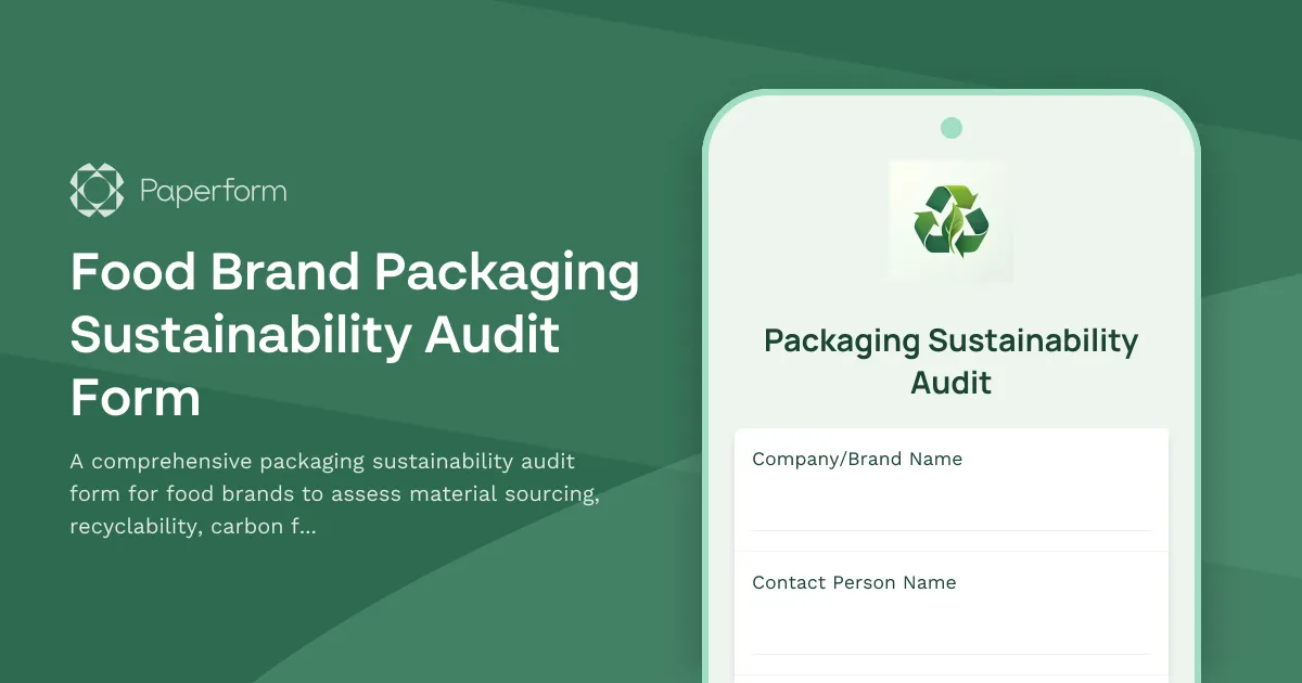 Food Brand Packaging Sustainability Audit Form
