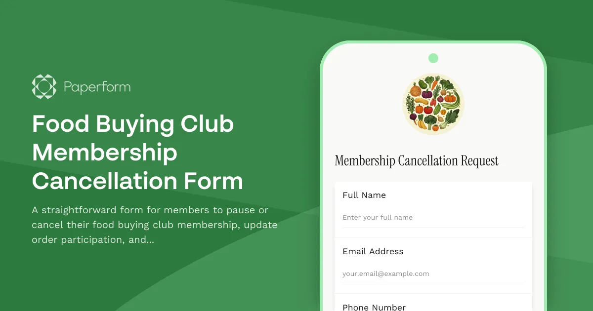 Food Buying Club Membership Cancellation Form