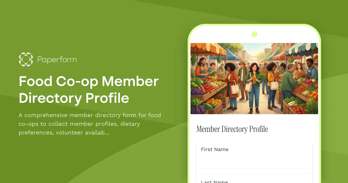 Food Co-op Member Directory Profile