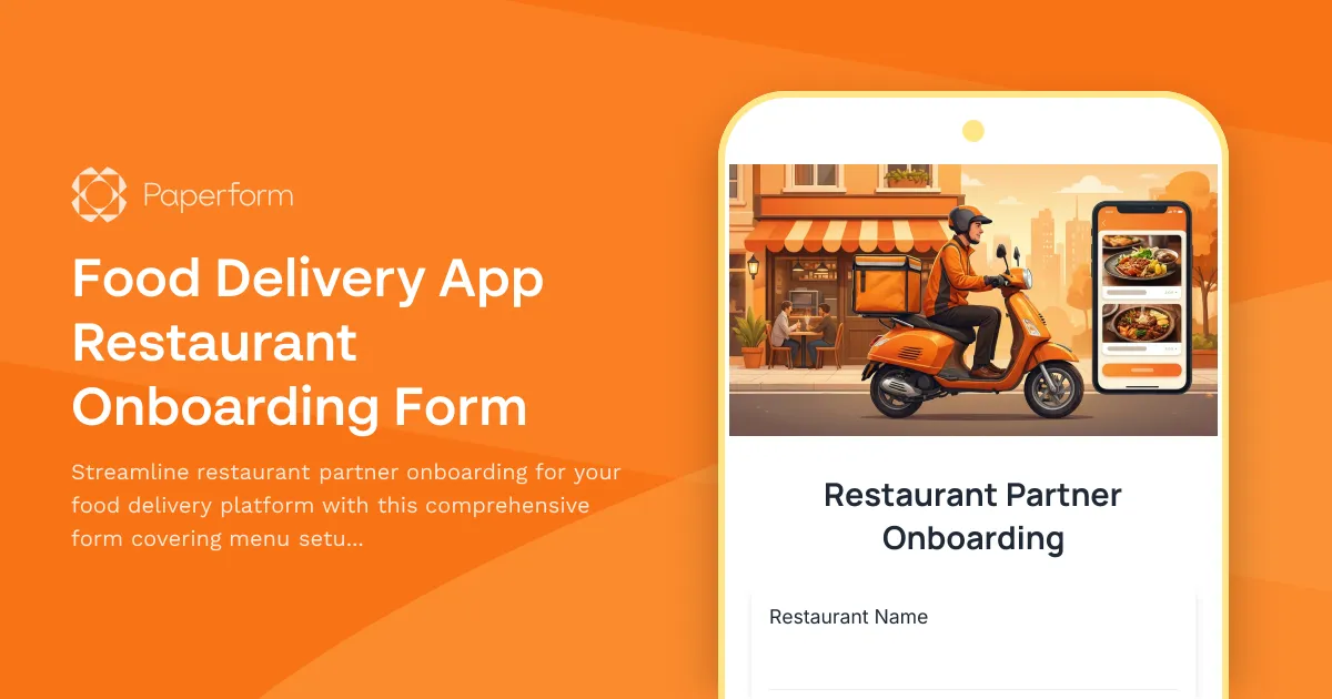 Food Delivery App Restaurant Onboarding Form