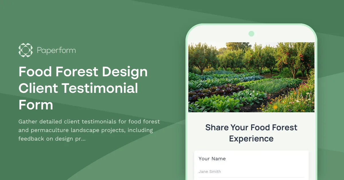 Food Forest Design Client Testimonial Form