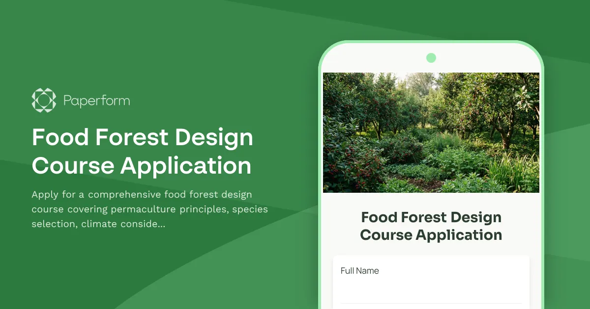 Food Forest Design Course Application