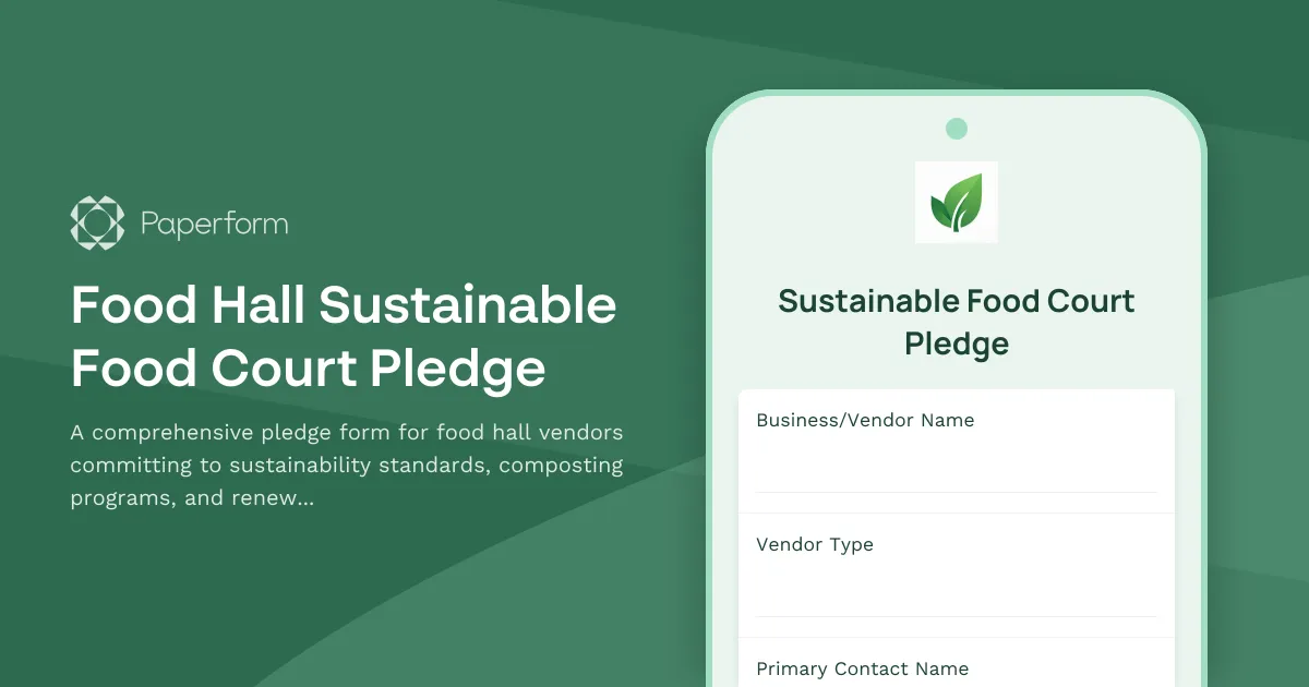 Food Hall Sustainable Food Court Pledge