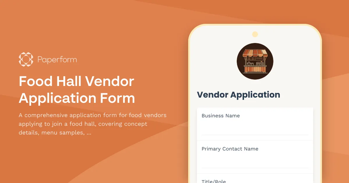 Food Hall Vendor Application Form
