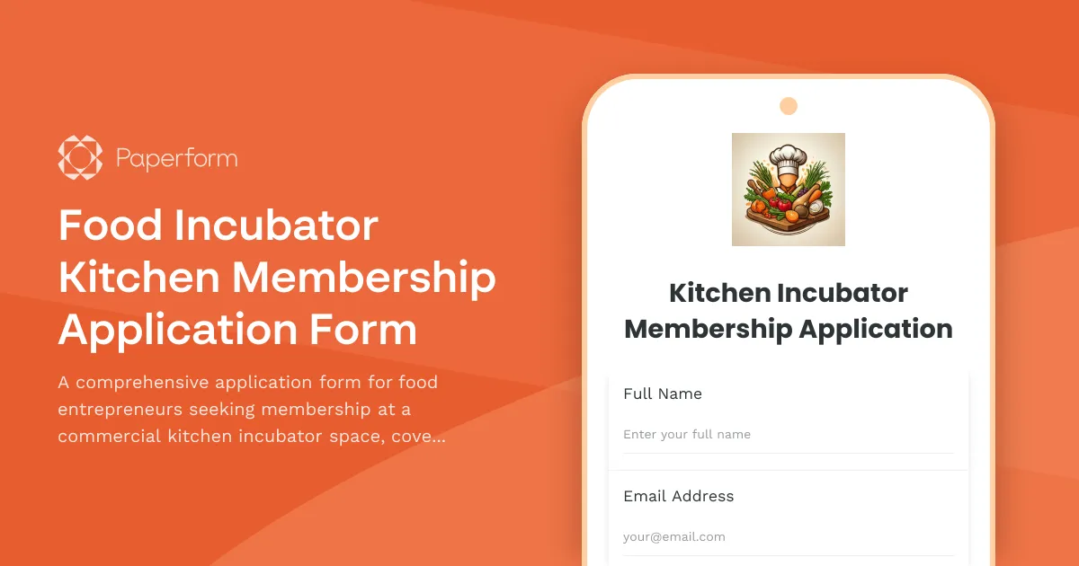 Food Incubator Kitchen Membership Application Form
