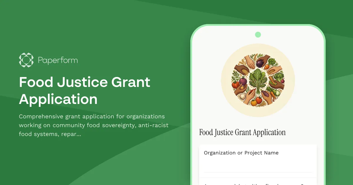 Food Justice Grant Application