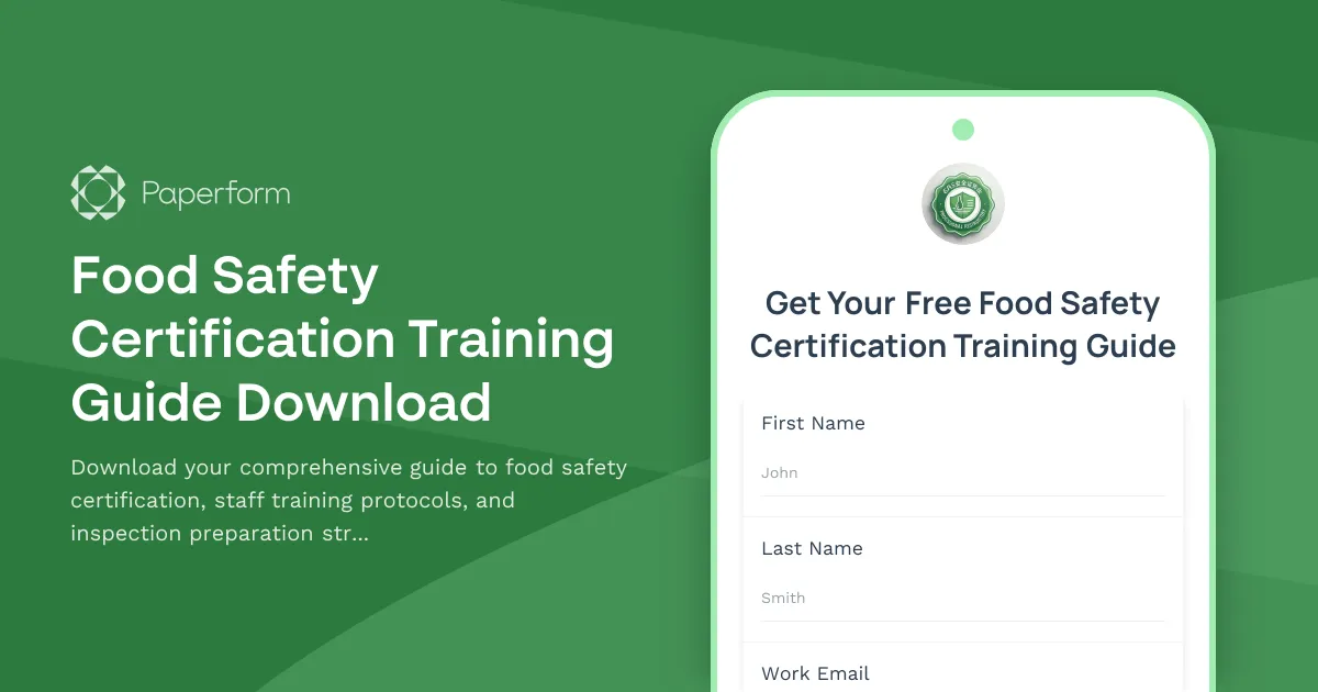 Food Safety Certification Training Guide Download