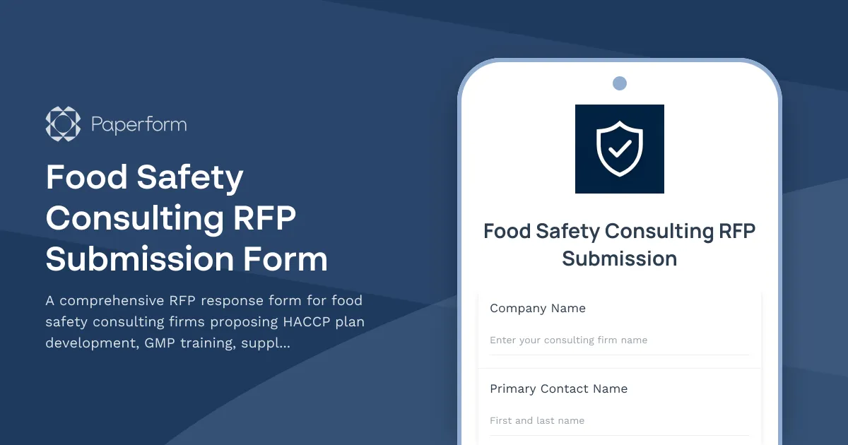 Food Safety Consulting RFP Submission Form