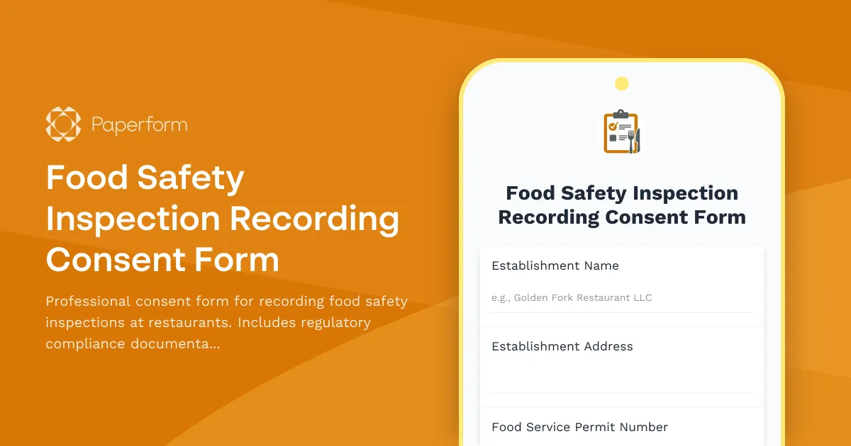 Food Safety Inspection Recording Consent Form