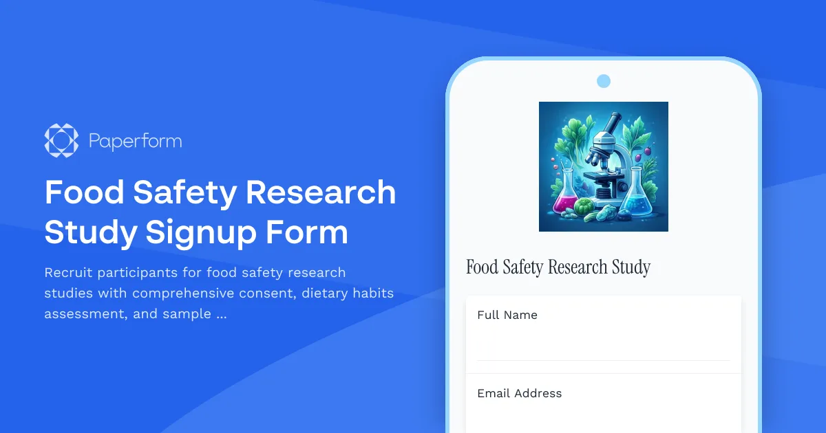 Food Safety Research Study Signup Form