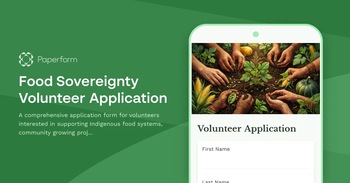 Food Sovereignty Volunteer Application