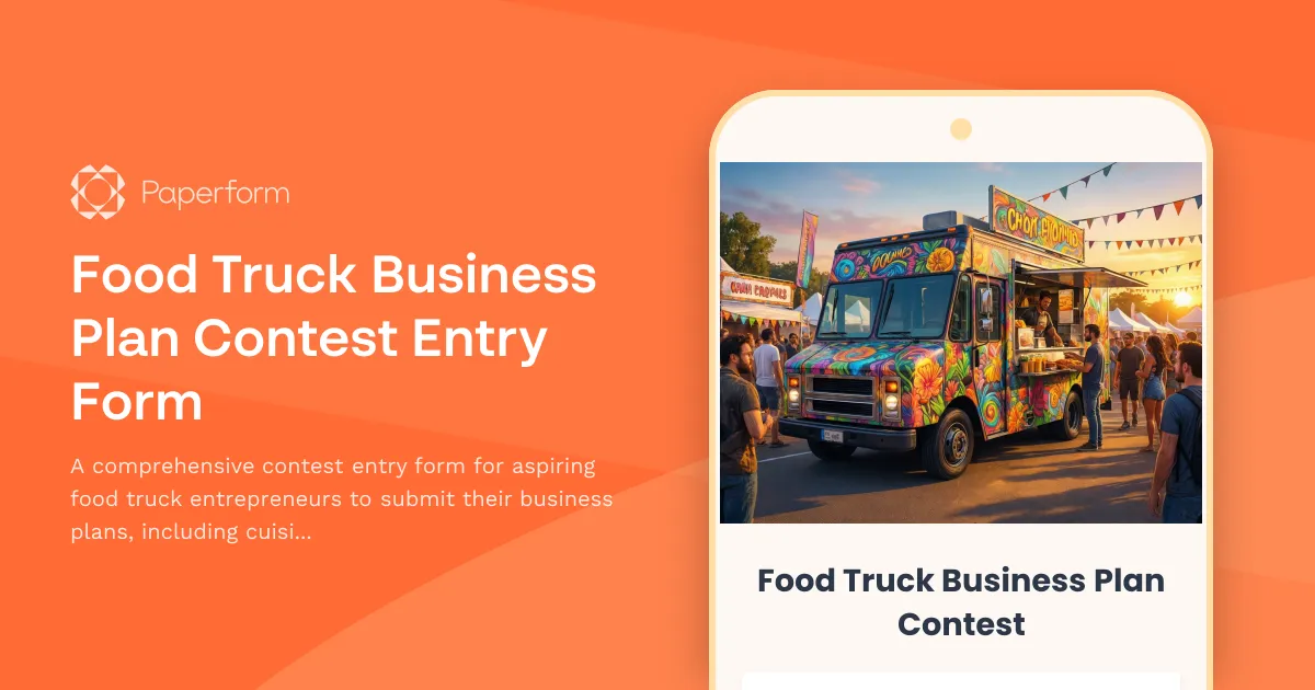 Food Truck Business Plan Contest Entry Form