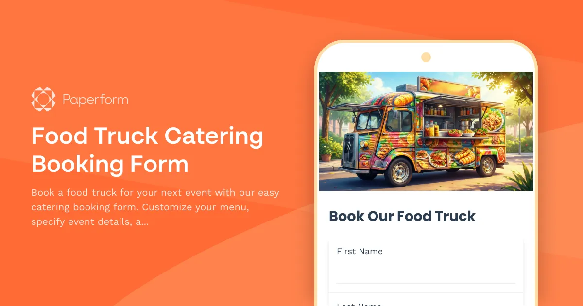 Food Truck Catering Booking Form