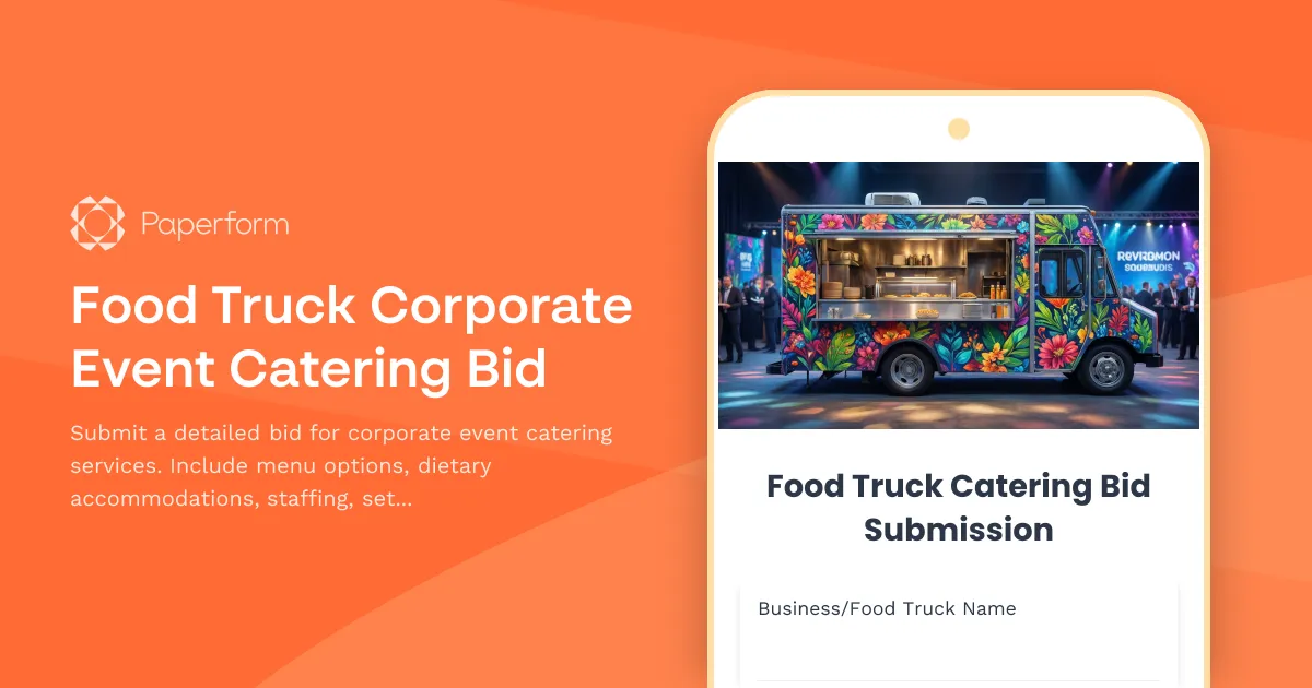 Food Truck Corporate Event Catering Bid