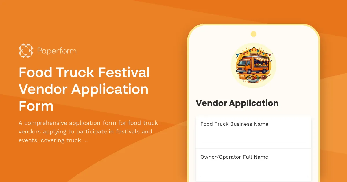 Food Truck Festival Vendor Application Form