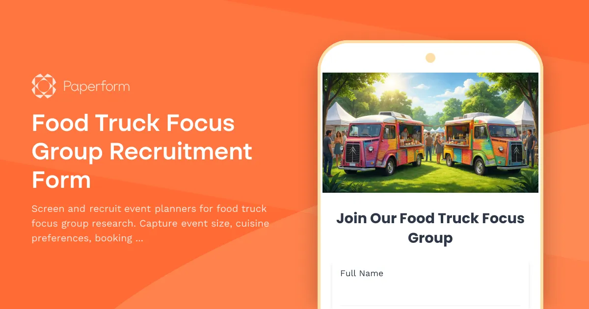 Food Truck Focus Group Recruitment Form