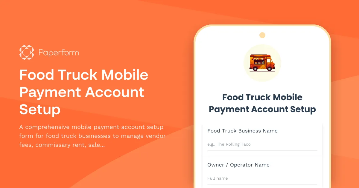 Food Truck Mobile Payment Account Setup