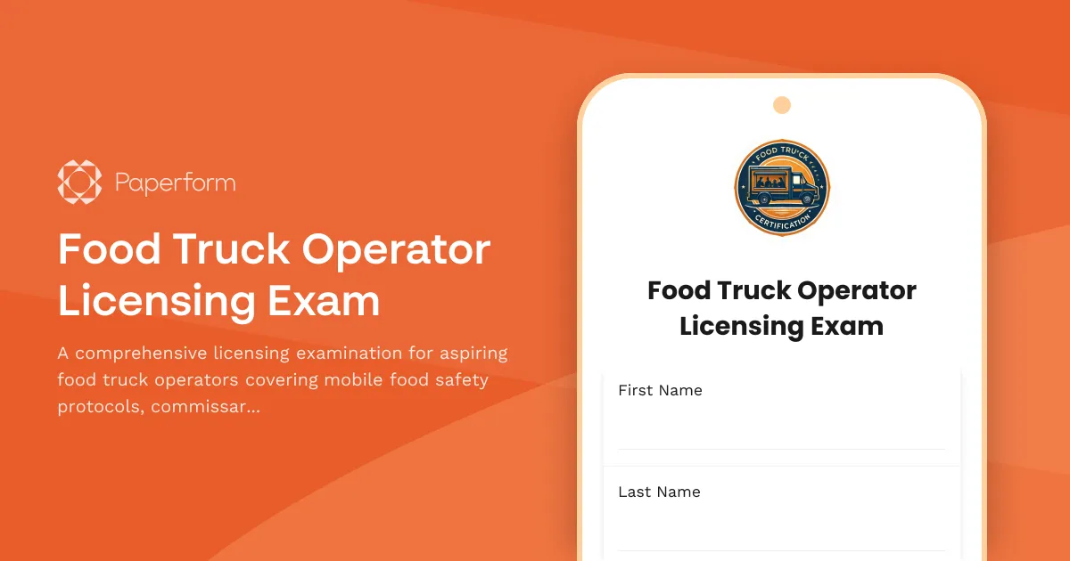 Food Truck Operator Licensing Exam