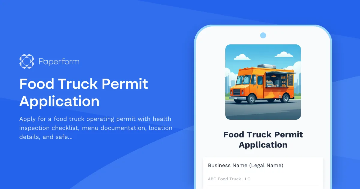 Food Truck Permit Application