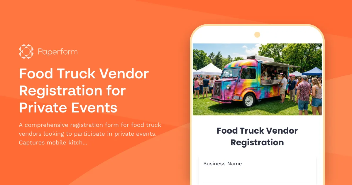 Food Truck Vendor Registration for Private Events