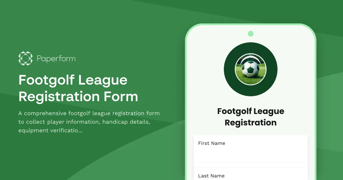 Footgolf League Registration Form