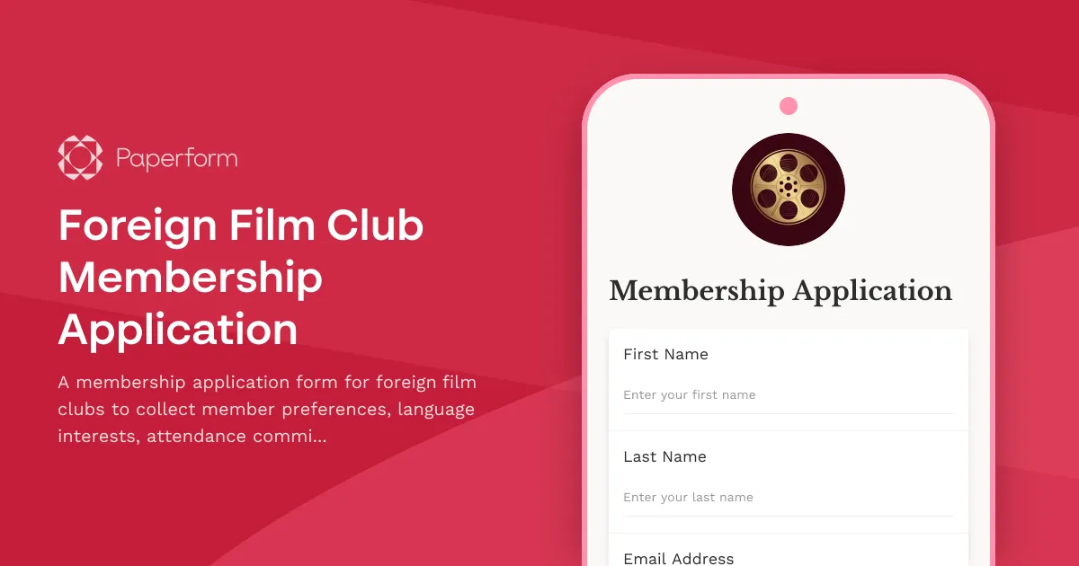 Foreign Film Club Membership Application