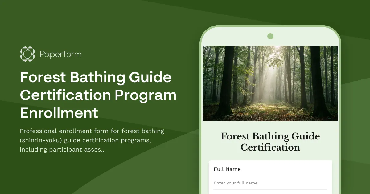 Forest Bathing Guide Certification Program Enrollment