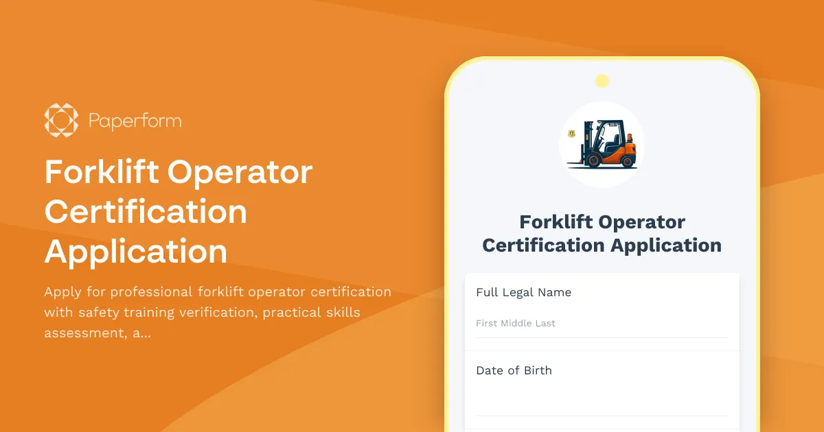 Forklift Operator Certification Application