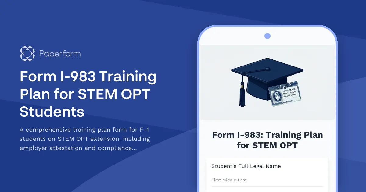 Form I-983 Training Plan for STEM OPT Students