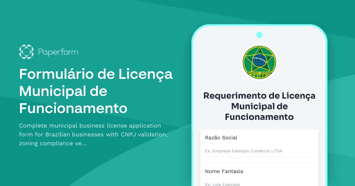 Formulário de Licença Municipal de Funcionamento