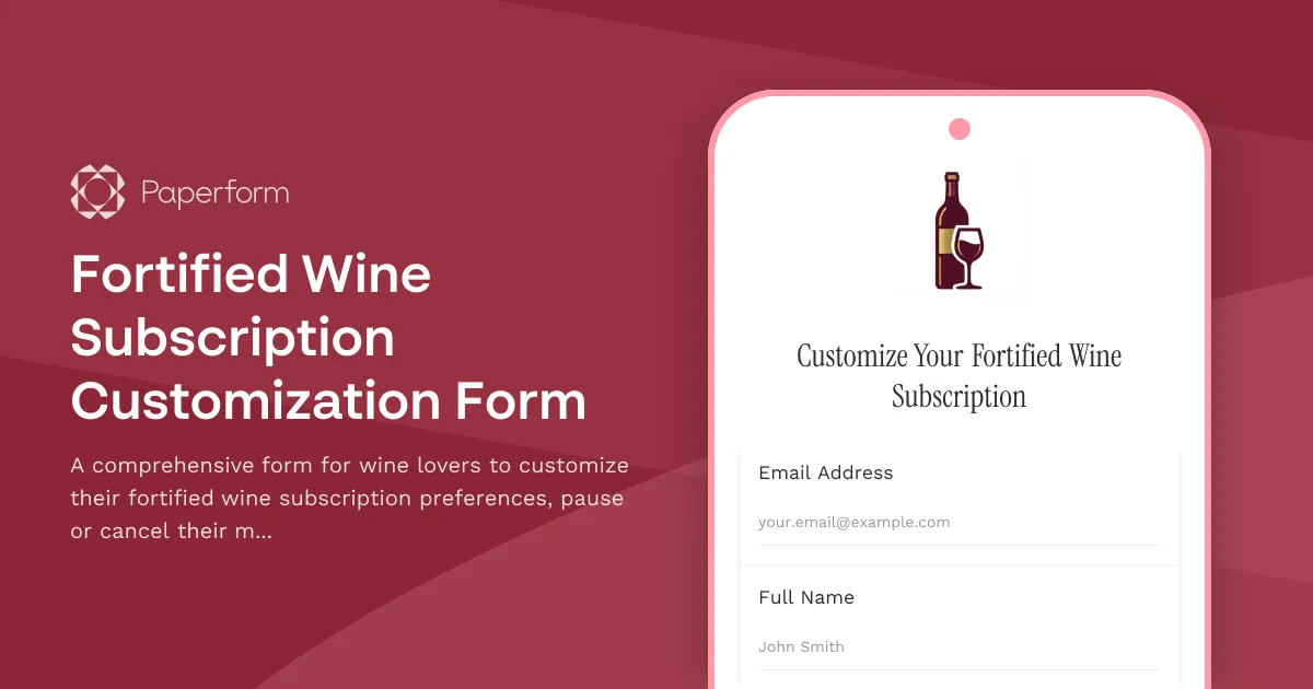 Fortified Wine Subscription Customization Form