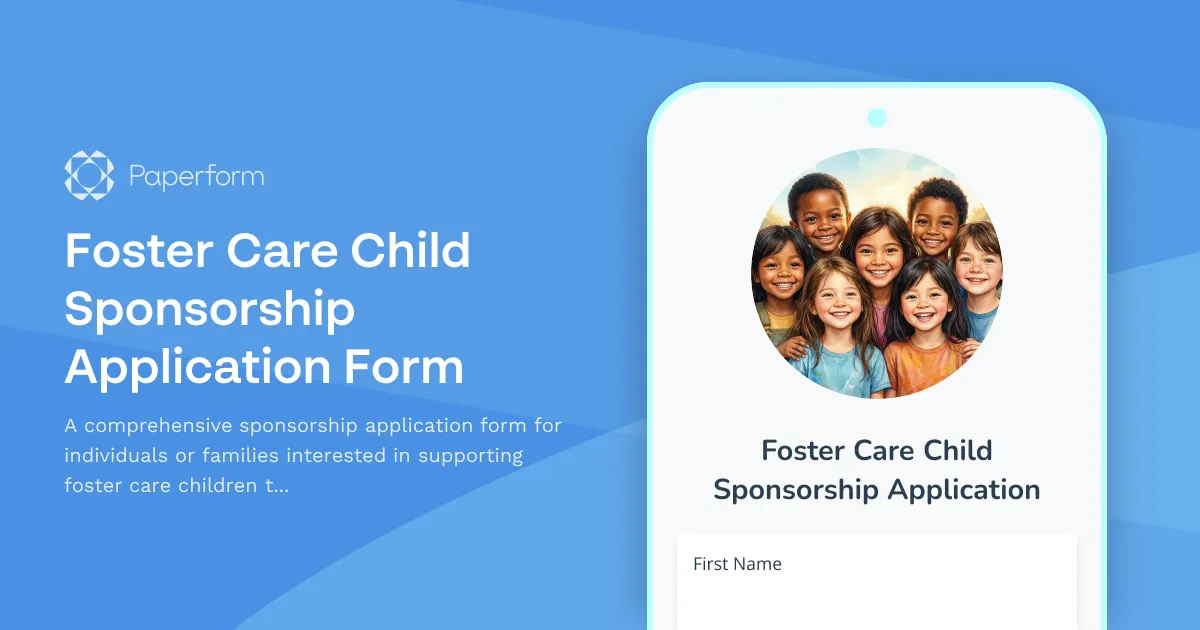 Foster Care Child Sponsorship Application Form