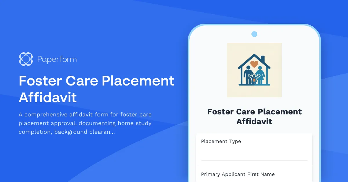 Foster Care Placement Affidavit