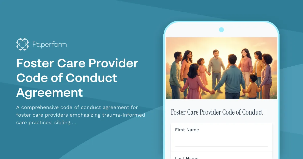 Foster Care Provider Code of Conduct Agreement