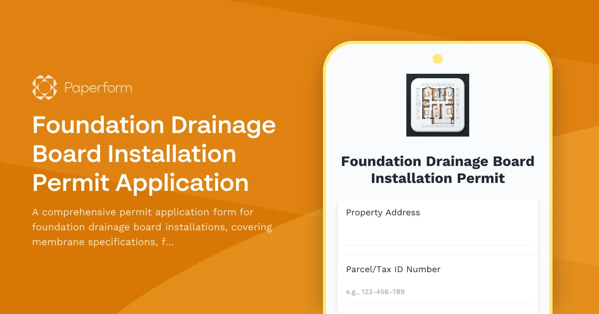 Foundation Drainage Board Installation Permit Application