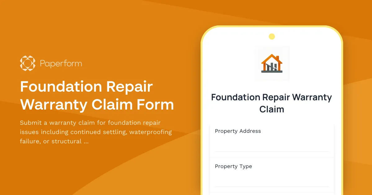 Foundation Repair Warranty Claim Form