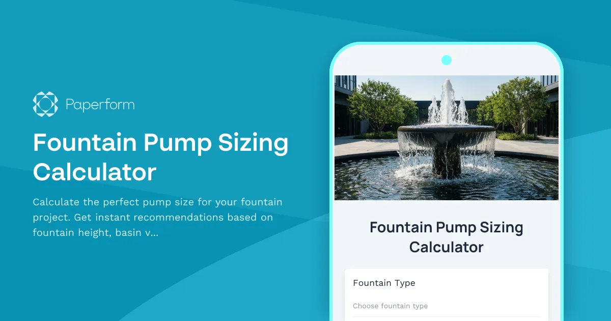 Fountain Pump Sizing Calculator