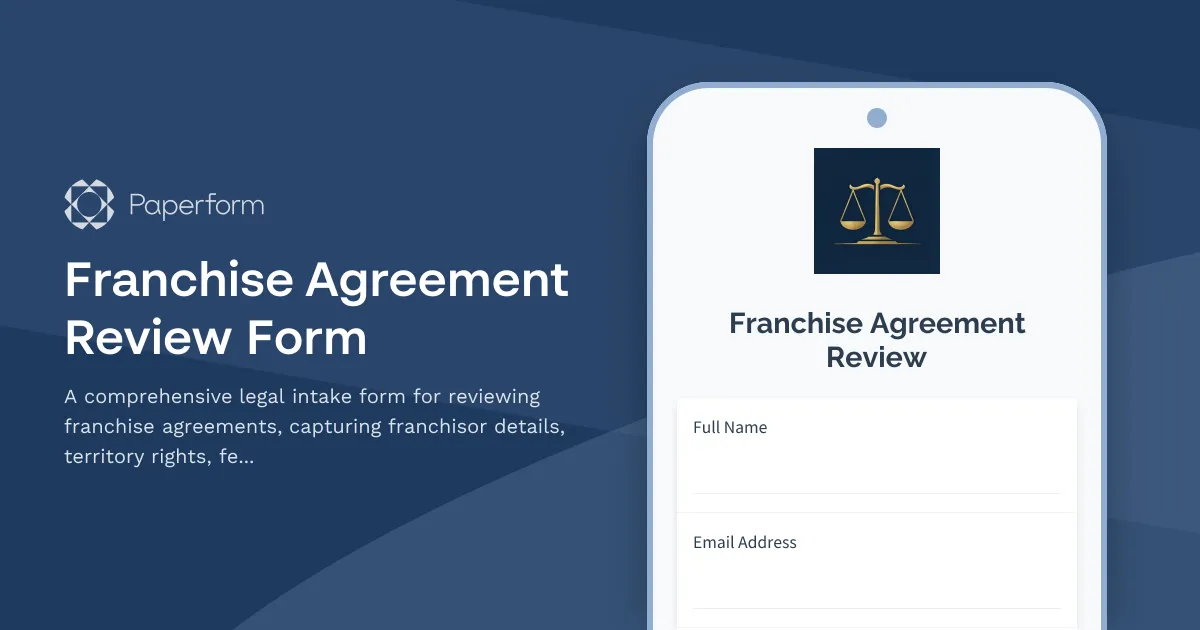 Franchise Agreement Review Form