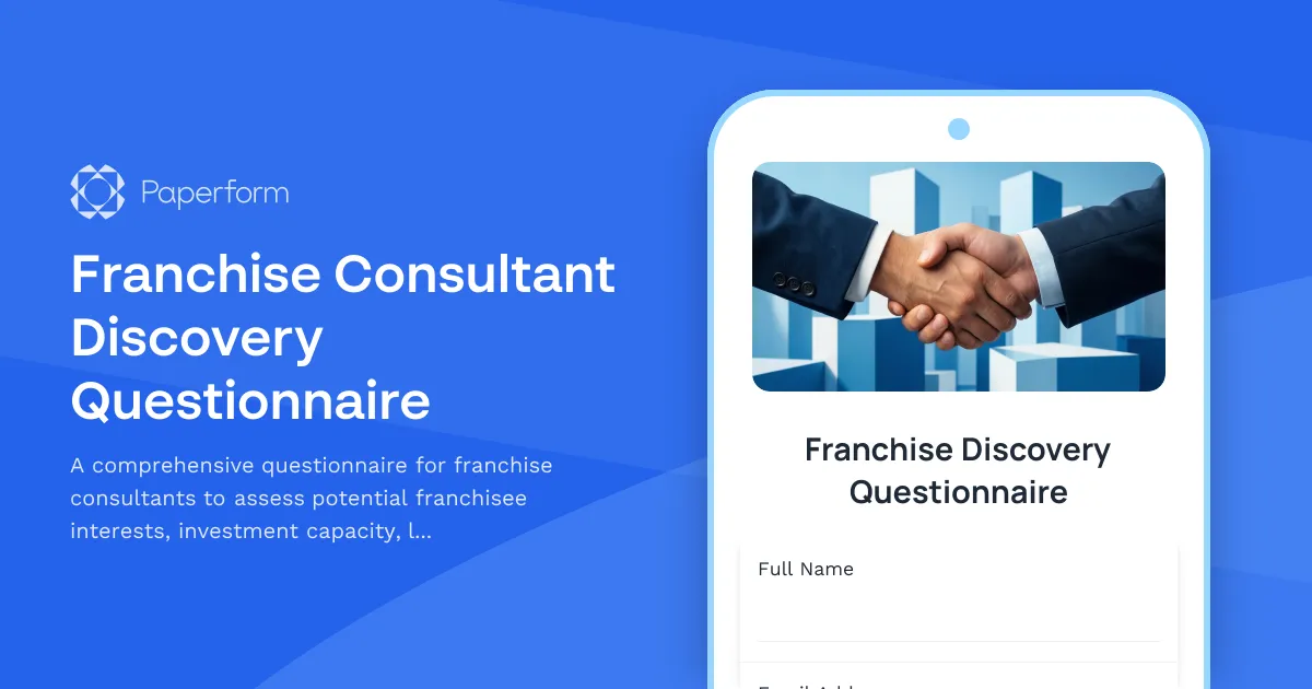 Franchise Consultant Discovery Questionnaire