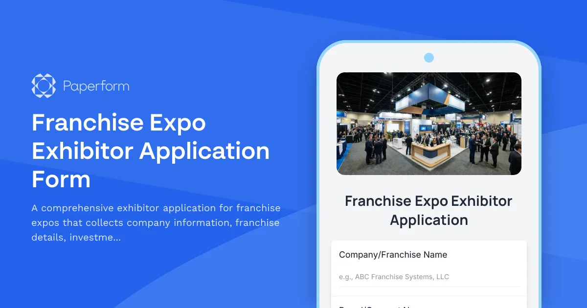 Franchise Expo Exhibitor Application Form